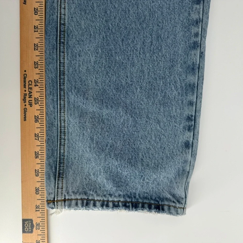 Princess Polly Button Fly Jeans Womens 8 Blue Denim High Rise Straight Whisker